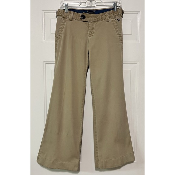 American Eagle Outfitters Pants - Vintage American Eagle Khaki Wide Leg Pants Womens 26 Low Rise Utility‎ Trousers
